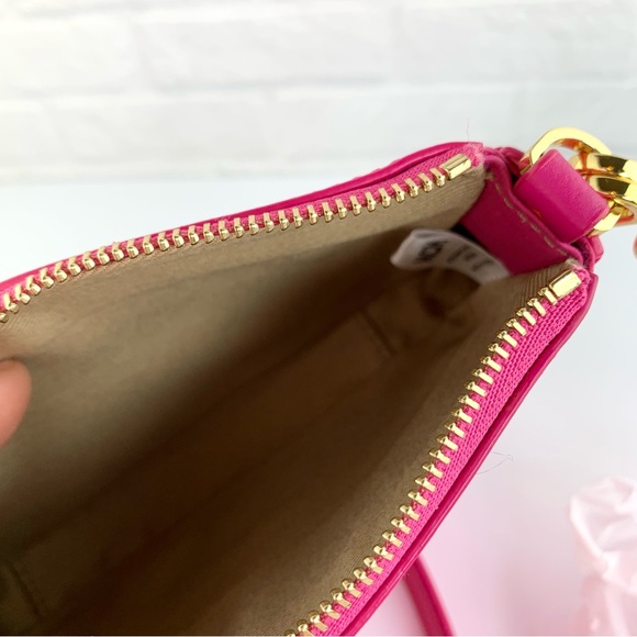 MCM Visetos Mini Zip Pouch Splash Logo Crossbody Bag Pink $650 - Picture 9 of 15